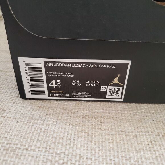 💥Nike💥 Kids Air Jordan Legacy 312 Low Sneaker - [White/Black/Gym Red] 4.5 - Picture 14 of 15